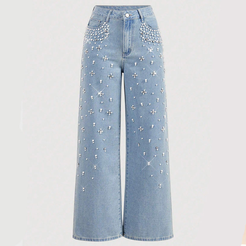 🔥Hot Sale Offers-Elegant Embellished Denim Pants for Women