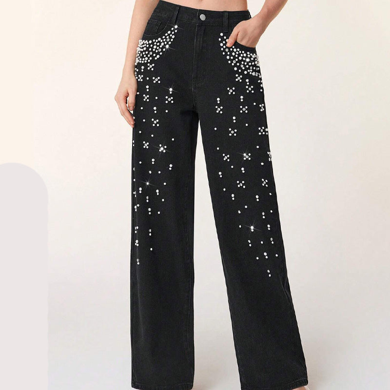 🔥Hot Sale Offers-Elegant Embellished Denim Pants for Women