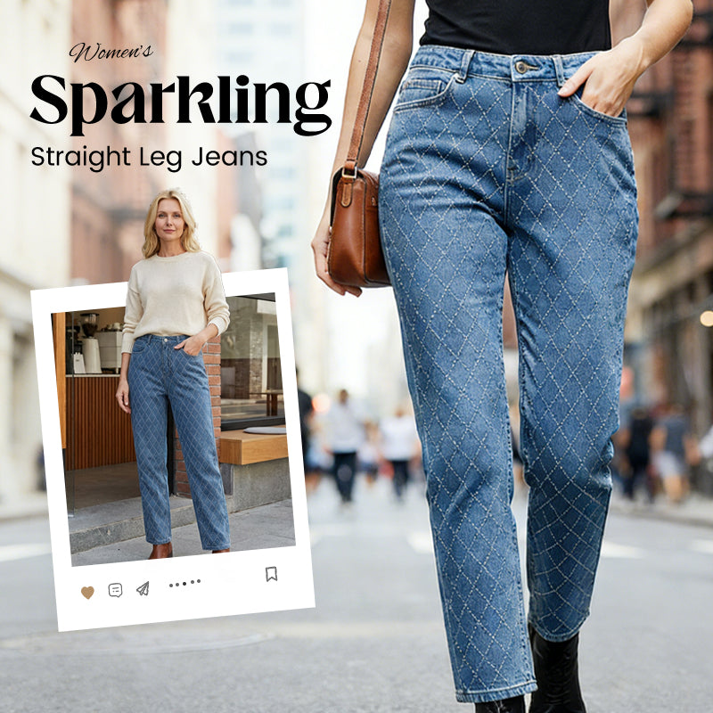 🔥Hot Sale Offers-Women's Sparkling Straight Leg Jeans
