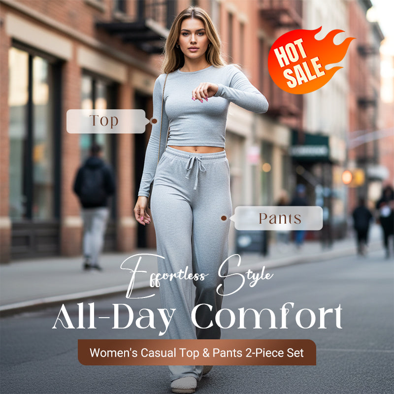 👚 50% OFF NOW! 💎 Women's Casual 2-Piece Set – Slim Top & Straight-Leg Pants, Soft Stretch Fabric ✨