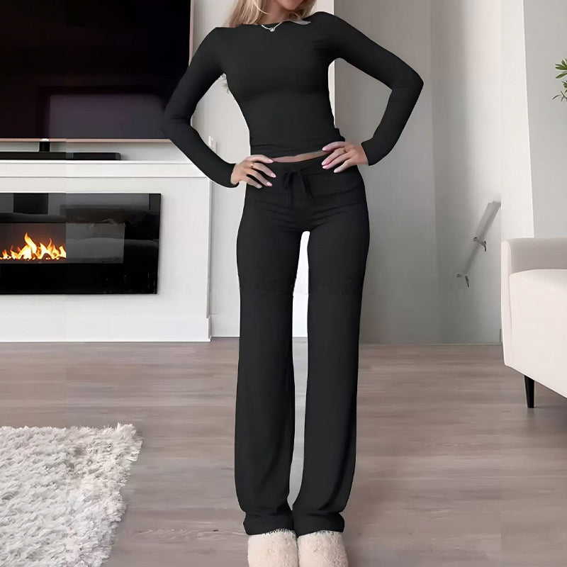 👚 50% OFF NOW! 💎 Women's Casual 2-Piece Set – Slim Top & Straight-Leg Pants, Soft Stretch Fabric ✨