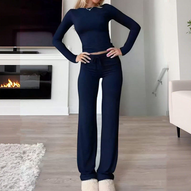 👚 50% OFF NOW! 💎 Women's Casual 2-Piece Set – Slim Top & Straight-Leg Pants, Soft Stretch Fabric ✨