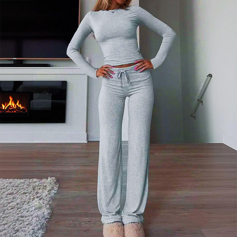 👚 50% OFF NOW! 💎 Women's Casual 2-Piece Set – Slim Top & Straight-Leg Pants, Soft Stretch Fabric ✨