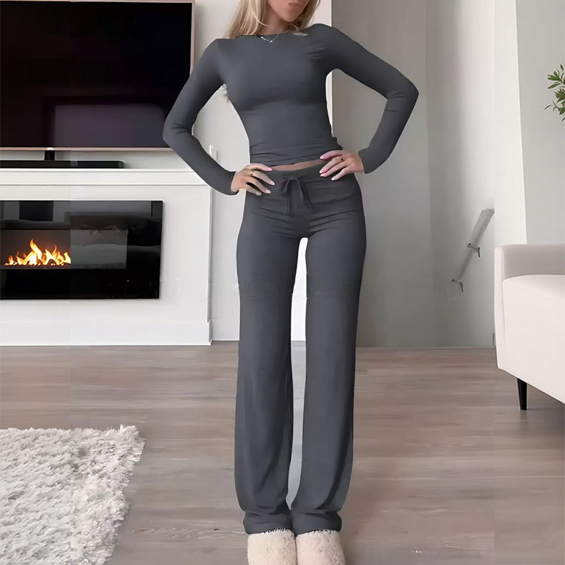 👚 50% OFF NOW! 💎 Women's Casual 2-Piece Set – Slim Top & Straight-Leg Pants, Soft Stretch Fabric ✨