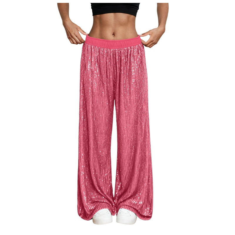 🔥Hot Sale Offers-Women’s Sequin Wide-Leg Pants with Elastic Waist