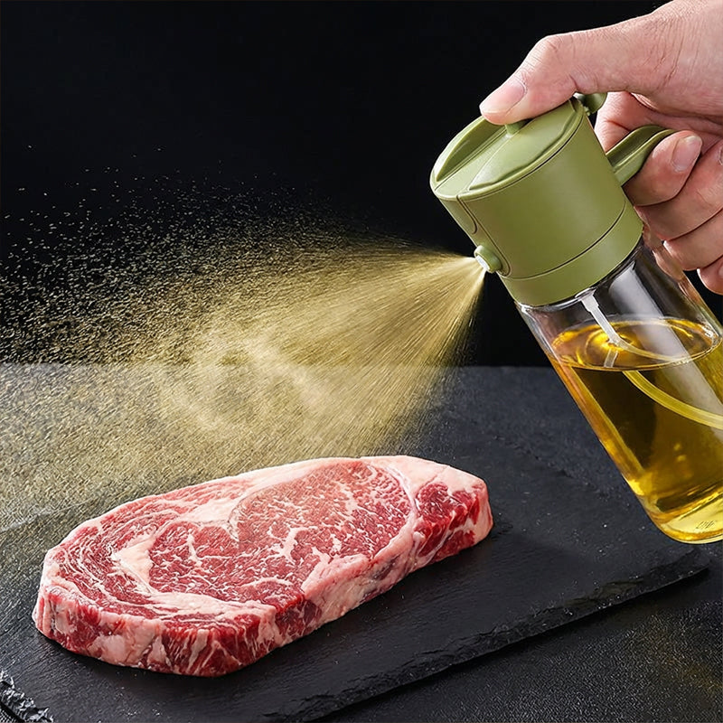 Dual-Function Oil Dispenser with Spray Nozzle