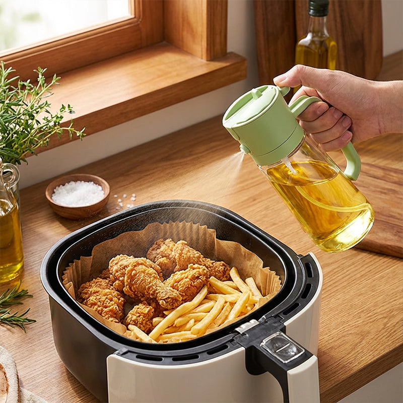 Dual-Function Oil Dispenser with Spray Nozzle