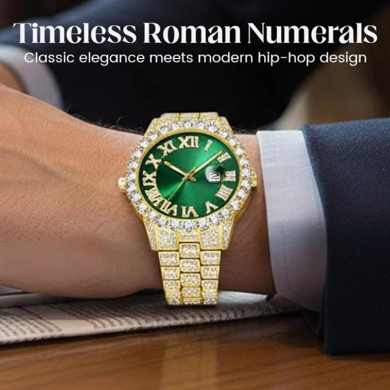 💎 Steal the Spotlight! Full Rhinestone Men's Quartz Watch | Luxe Design, Statement Look🕶️