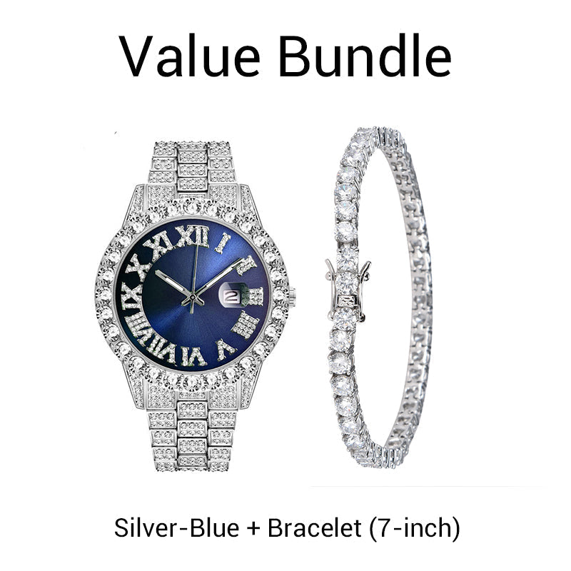 💎 Steal the Spotlight! Full Rhinestone Men's Quartz Watch | Luxe Design, Statement Look🕶️