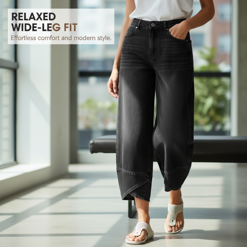 🔥Limited-time offer-Women's Casual Wide-Leg Cropped Jeans
