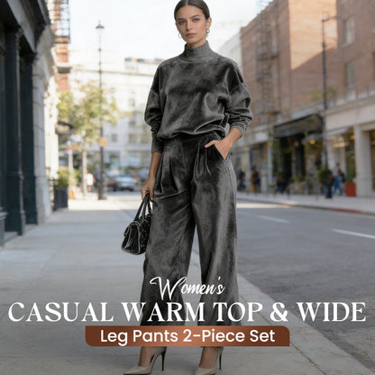 ⏳Time-Limited Special⏰Women’s Casual Warm Top & Wide Leg Pants 2-Piece Set