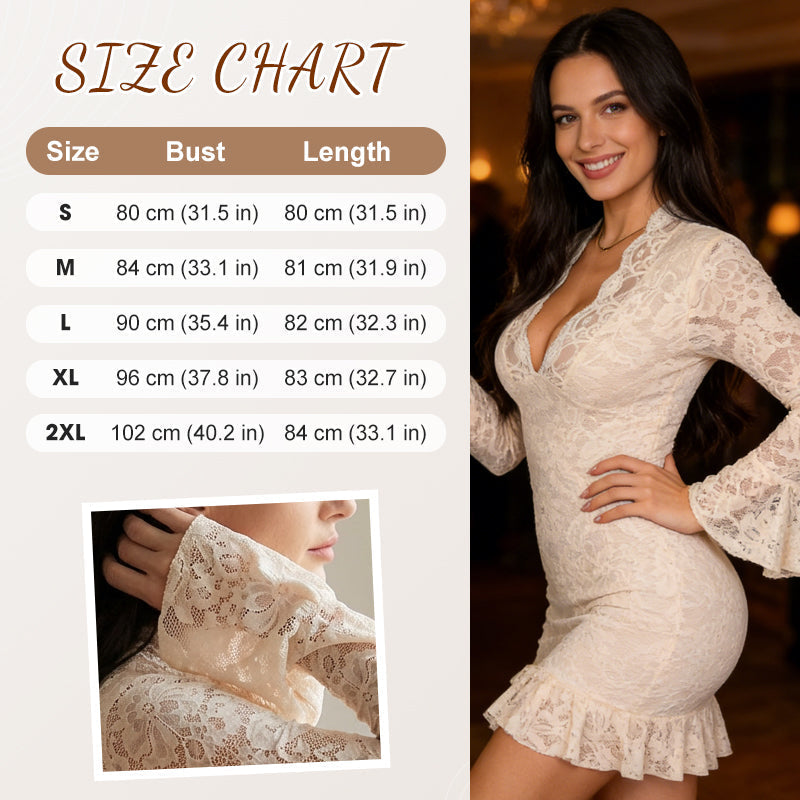 🎁2026 New Arrivals 49% OFF💥Elegant Lace V-Neck Dress with Ruffle Trim
