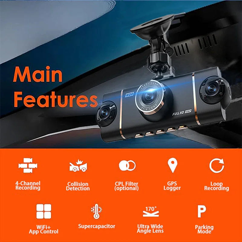 🥳2026 HOT SALE🥳💞50K+ SOLD!🌙🚘 50% OFF! 4-Channel Car Camera – Front, rear & interior coverage. Motion detection, loop recording. G-sensor locks accident footage. Drive & park with confidence. 👴✅