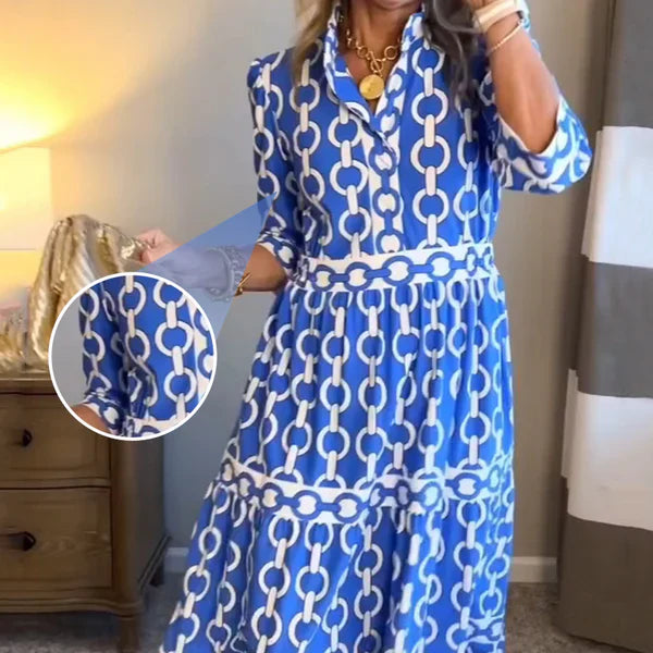 🎉Spring Specials Sale 50% OFF🌸💐Women’s Geometric Print V-Neck Maxi Dress