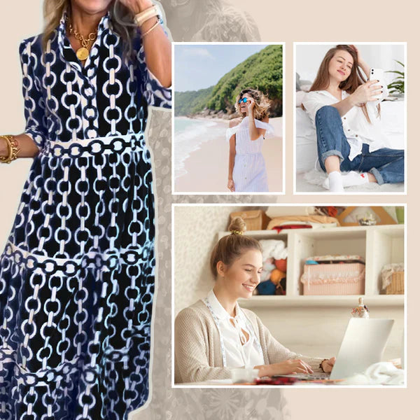 🎉Spring Specials Sale 50% OFF🌸💐Women’s Geometric Print V-Neck Maxi Dress