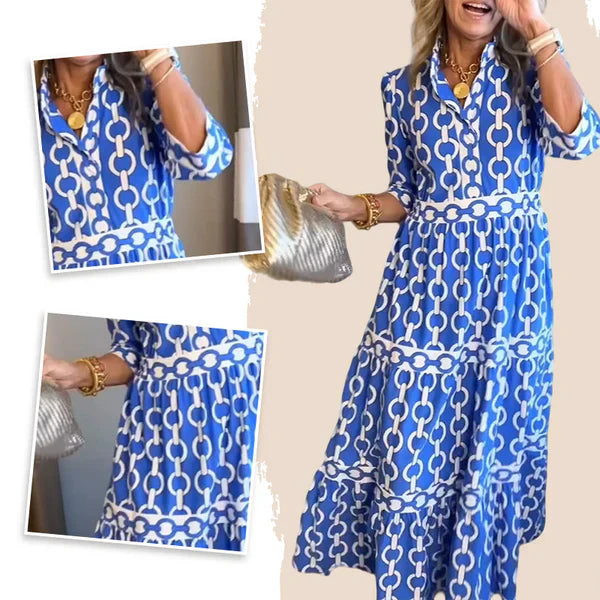 🎉Spring Specials Sale 50% OFF🌸💐Women’s Geometric Print V-Neck Maxi Dress
