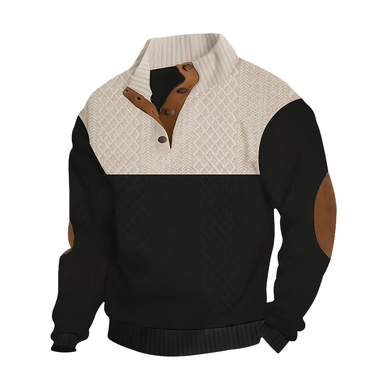 🔥Hot Sale Offers-Men's Colorblock Button-Neck Sweater