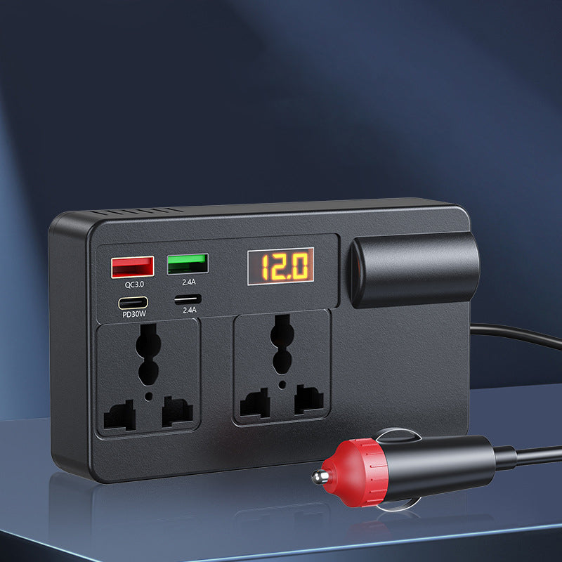 🔥Hot Sale Offers-Portable Car Inverter 12V/24V to 220V with Digital Display