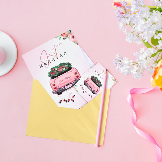 🔥Limited-time offer-3D Pop-Up Wedding Car Greeting Card