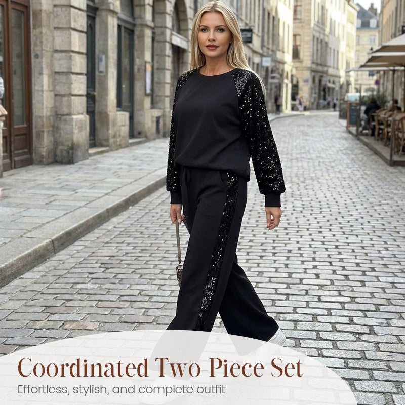 🎁2026 New Arrivals 50% OFF💥Women's Sequin Spliced Sweatshirt & Pants Set
