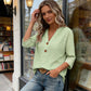 🔥Limited-time offer-Women's V-Neck Button Down Eyelet Blouse