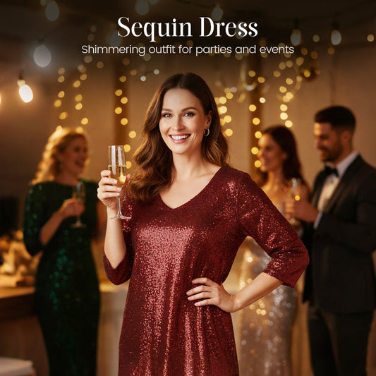 🔥New Arrivals & Special Offers-Women's Sparkle Sequin V-Neck Dress
