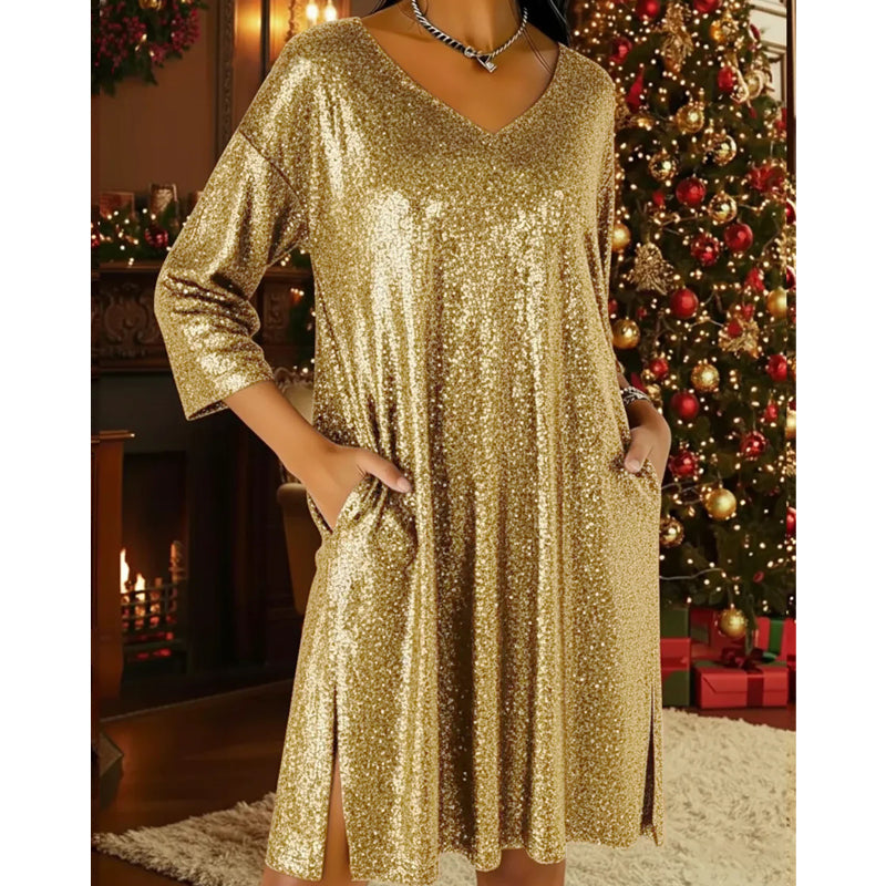 🔥New Arrivals & Special Offers-Women's Sparkle Sequin V-Neck Dress