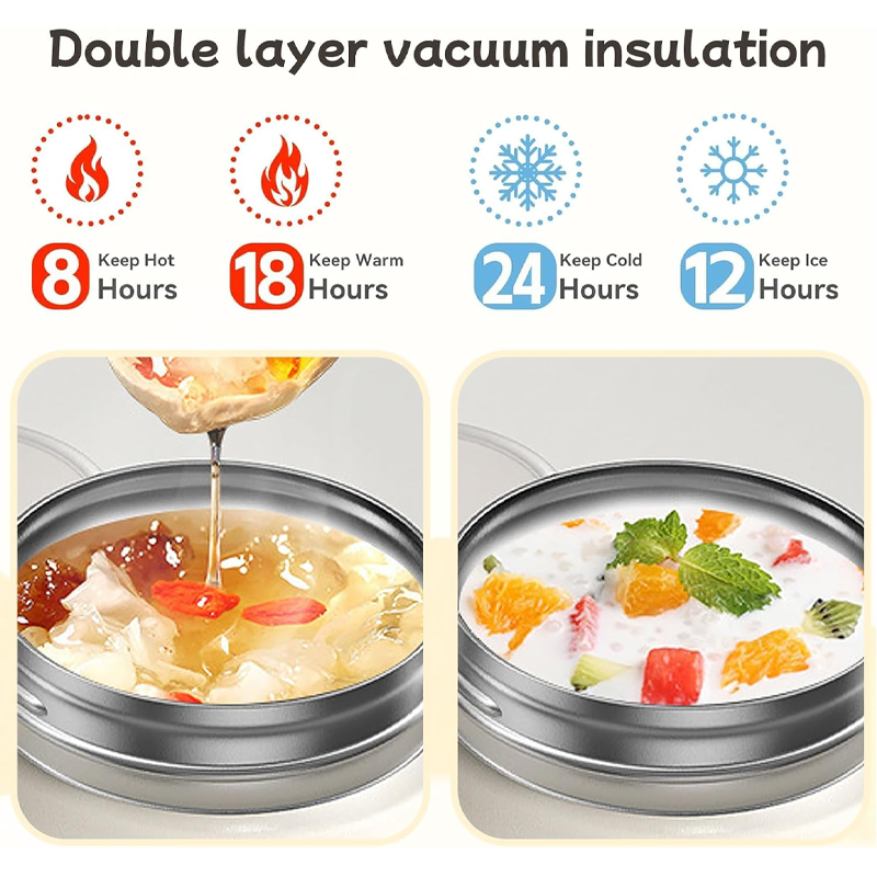 316 Stainless Steel Thermal Food Jar with Folding Spoon