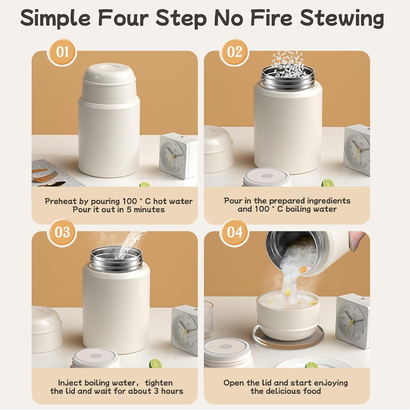 316 Stainless Steel Thermal Food Jar with Folding Spoon
