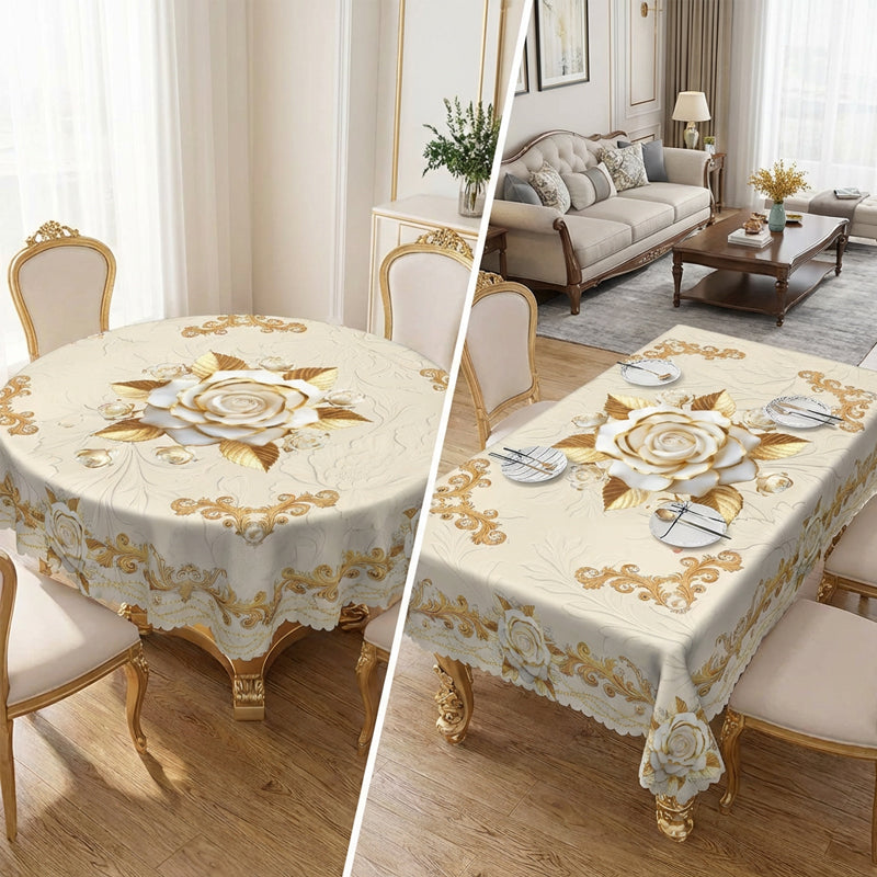 🔥Limited-time offer-Waterproof Gold Rose Tablecloth