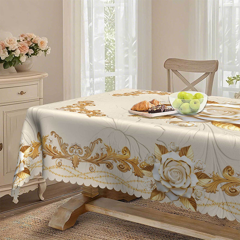 🔥Limited-time offer-Waterproof Gold Rose Tablecloth