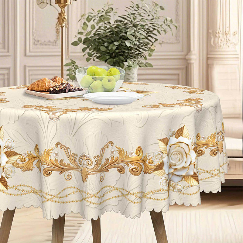 🔥Limited-time offer-Waterproof Gold Rose Tablecloth