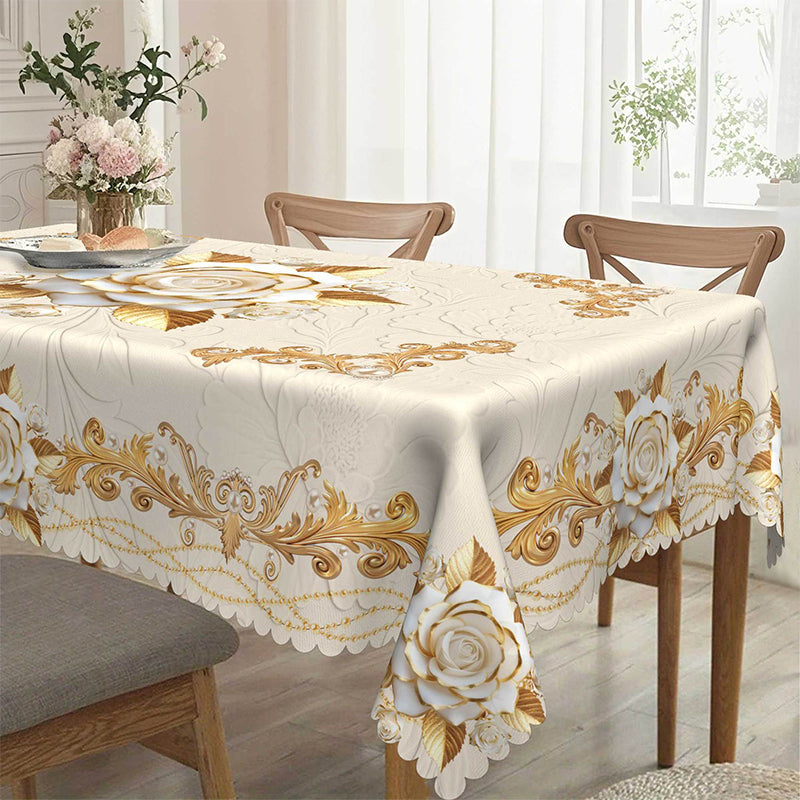 🔥Limited-time offer-Waterproof Gold Rose Tablecloth