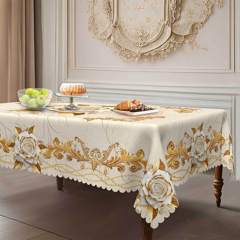 🔥Limited-time offer-Waterproof Gold Rose Tablecloth