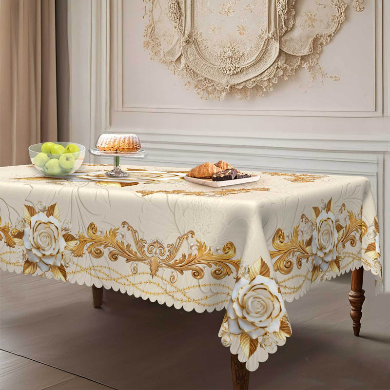 🔥Limited-time offer-Waterproof Gold Rose Tablecloth