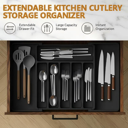 🔥Hot Sale Offers-Extendable Kitchen Cutlery Storage Organizer