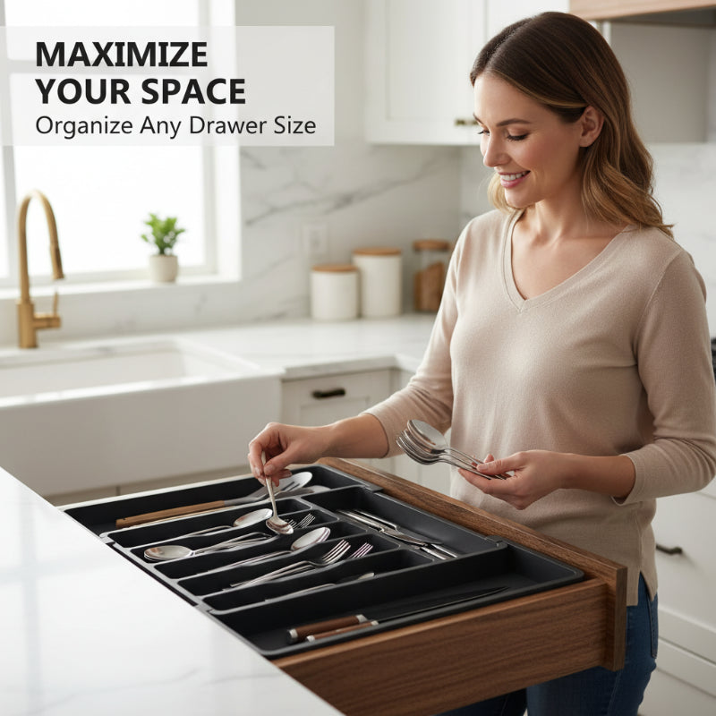 🔥Hot Sale Offers-Extendable Kitchen Cutlery Storage Organizer