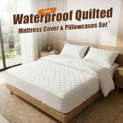 🌤️50% off!🛏️Waterproof Quilted Mattress Cover & Pillowcases Set