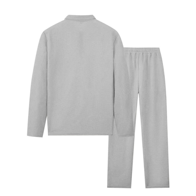 💥 Men’s Waffle Knit Sweatshirt & Straight-Leg Pants Set – Cozy, Breathable & Effortlessly Stylish 👕👖