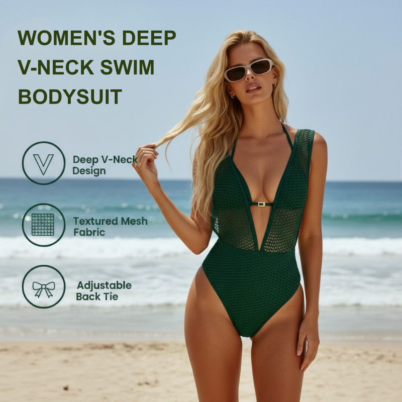 🔥Hot Sale Offers-Women's Deep V-Neck Swim Bodysuit