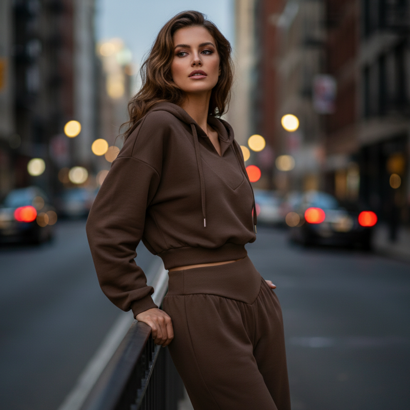 👖🌞Women’s Crop Hoodie & Wide-Leg Pants | Effortless Street Style🎐