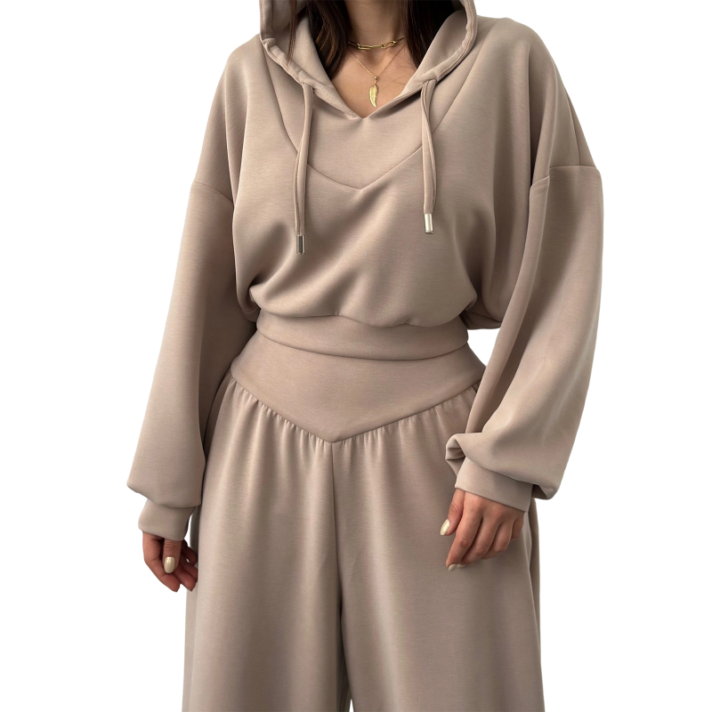 👖🌞Women’s Crop Hoodie & Wide-Leg Pants | Effortless Street Style🎐