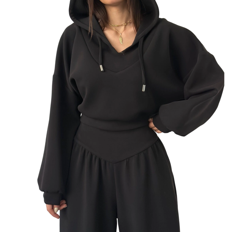 👖🌞Women’s Crop Hoodie & Wide-Leg Pants | Effortless Street Style🎐