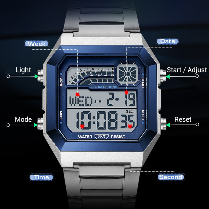 ⌚ 50% OFF! ⏱️ Unisex digital watch with square display – luminous display, 50M waterproof & lightweight durable strap 🌙