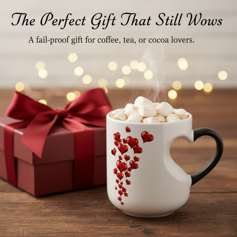 📢📢50% OFF !!!⏰Color Changing Heart Handle Ceramic Mug for Valentine's Day