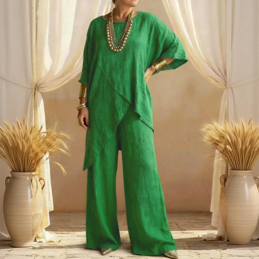 🔥🎁New arrival 49% OFF💥Women's Two-Piece Loose Fit Outfit with Asymmetrical Top