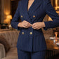 📢 56% OFF!! ⏰ Women's Pinstripe Double-Breasted Suit Set – Structured Blazer & Wide-Leg Trousers for Power & Elegance ✨