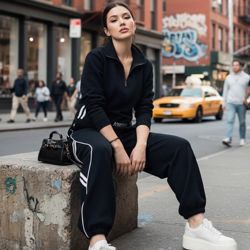 Women's Half-Zip Casual Tracksuit Set