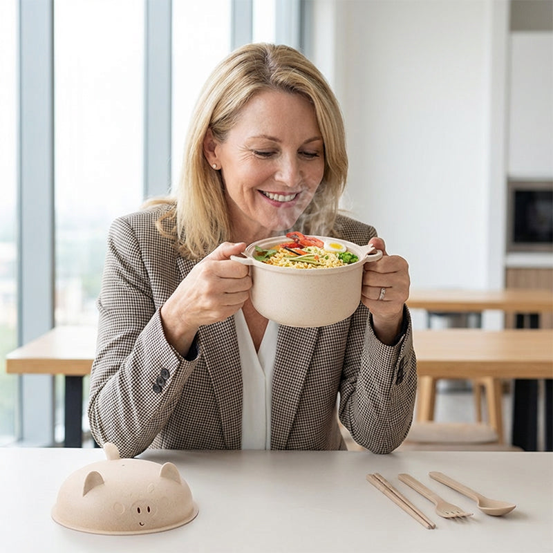 🔥While Supplies Last 40% OFF!🎉 1300ml Instant Noodle Bowl Set with Lid & Cutlery