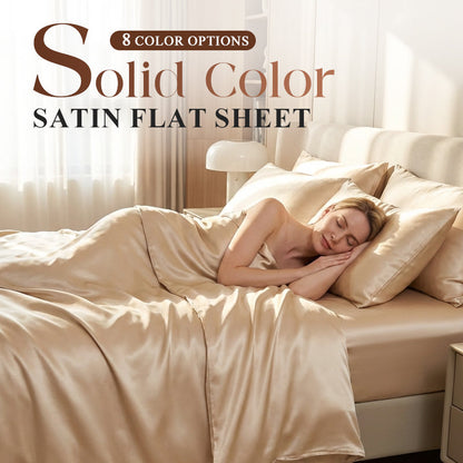 Plain satin flat sheet🛏️As soon as it touches the skin, it provides an exceptionally soothing feeling, making it ideal for sleep.😴